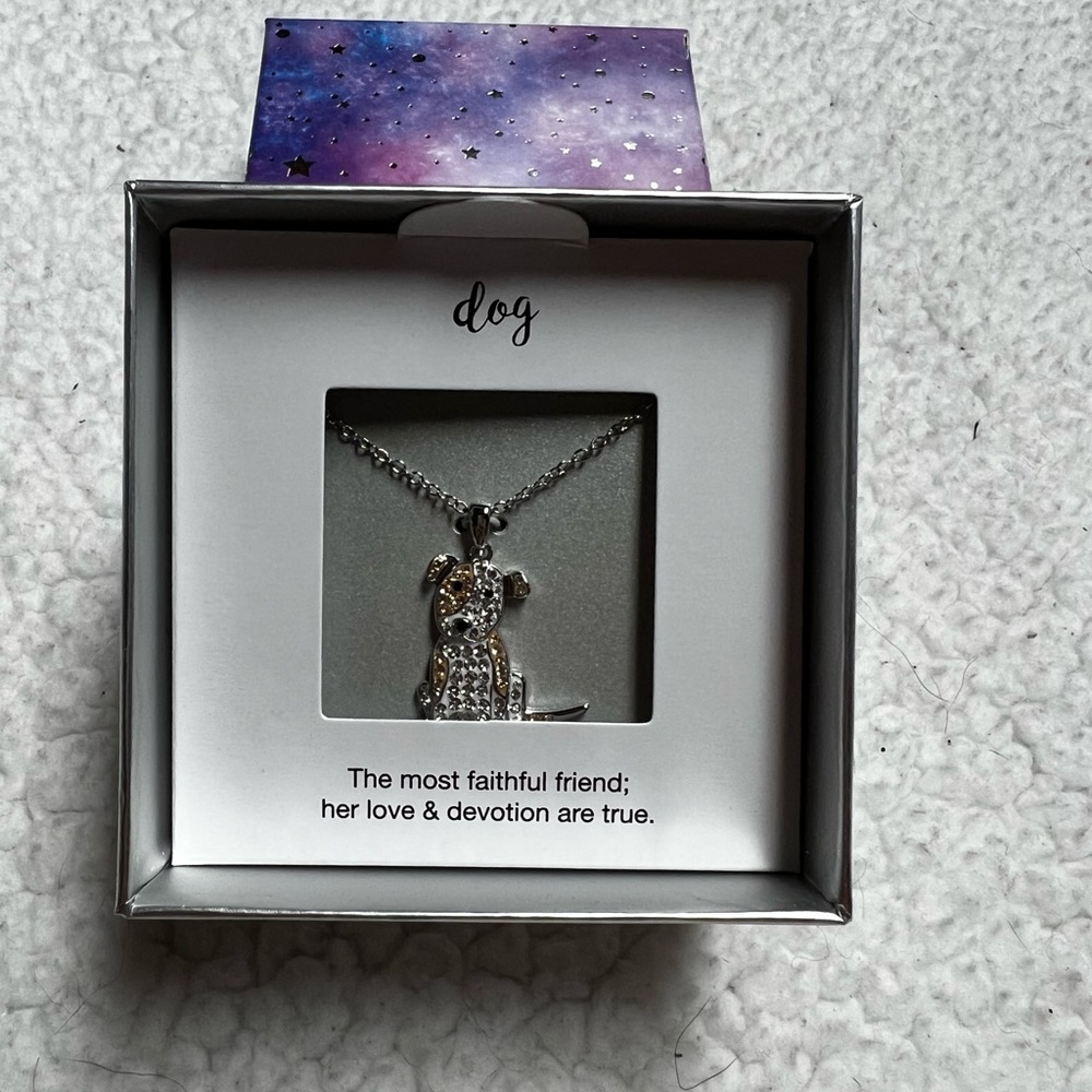 Cute rhinestone dog necklace